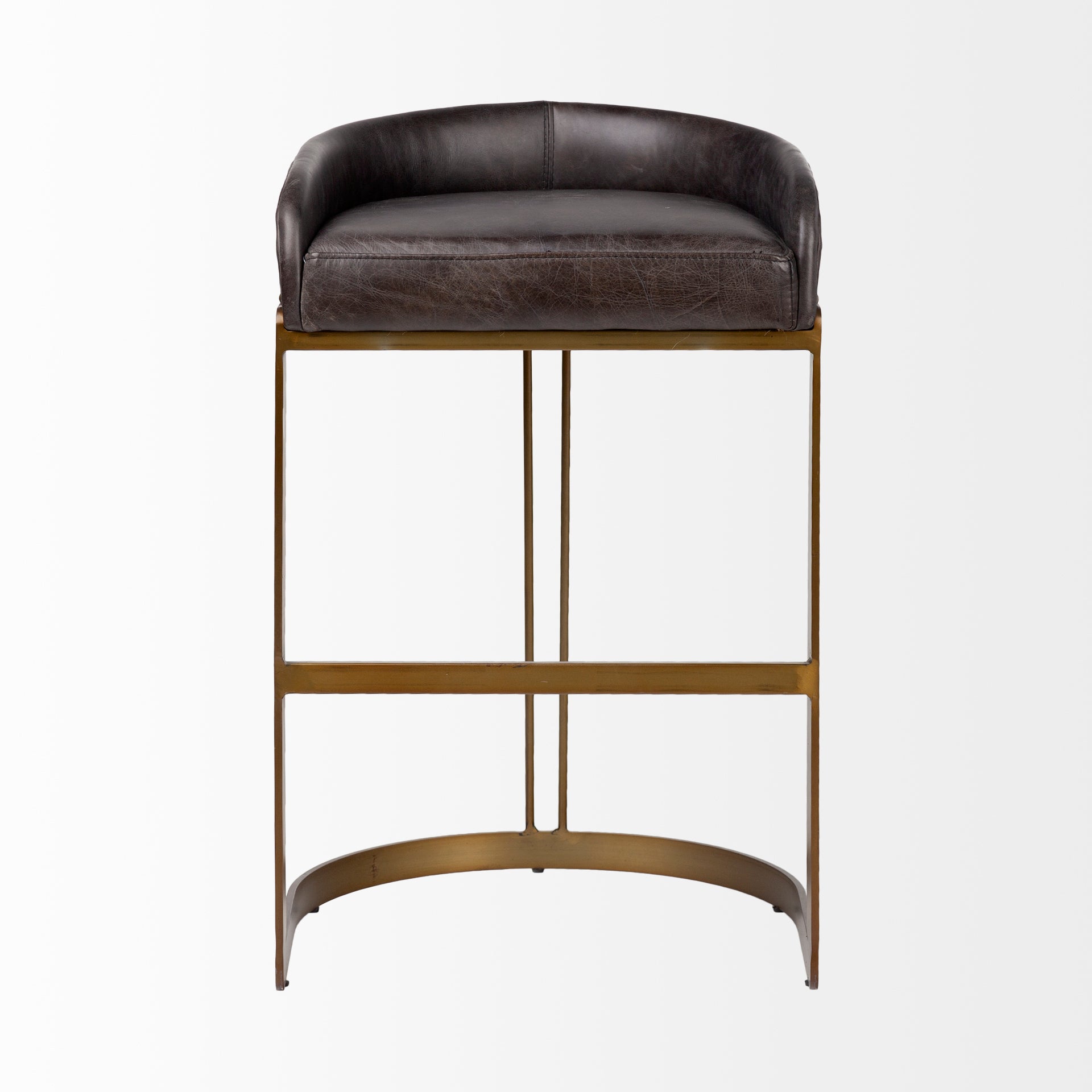 Hollyfield Black Leather Seat Bar Stool