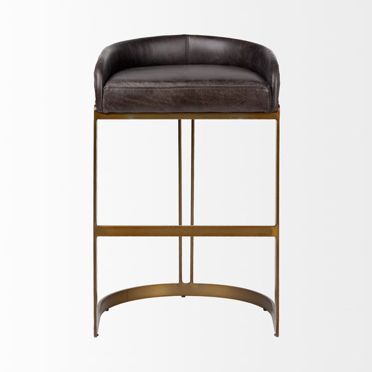 Hollyfield Black Leather Seat Bar Stool - Elite Maison