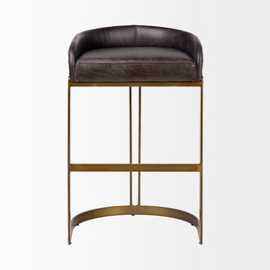 Hollyfield Black Leather Seat Bar Stool