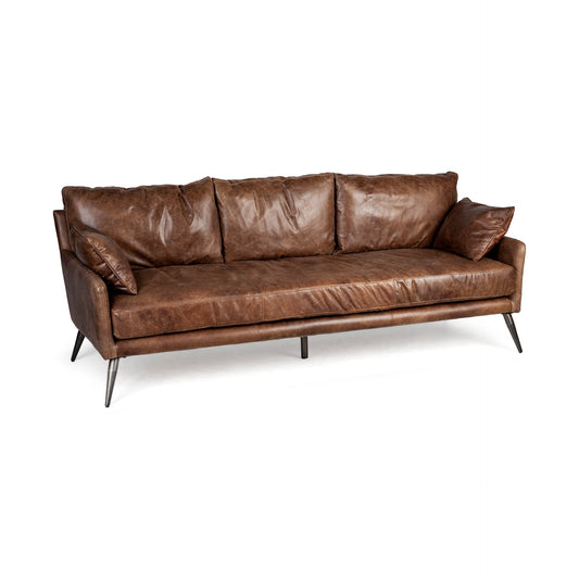 Cochrane II Brown Leather 3- Seater Sofa - Elite Maison