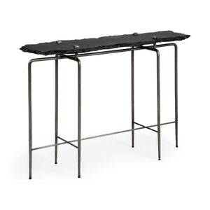 Pinera III Black Slate W/Iron Base Console Table