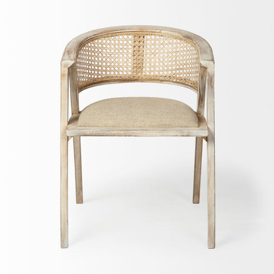 Tabitha I Blonde Wooden Frame Polyester Seat Dining Chair - Elite Maison