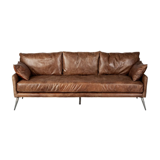 Cochrane II Brown Leather 3- Seater Sofa - Elite Maison