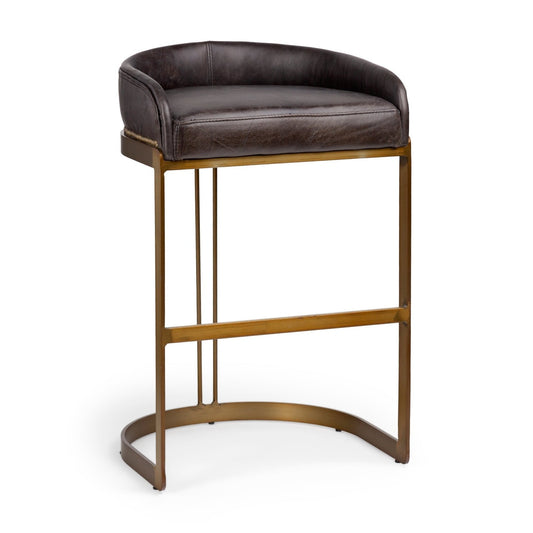 Hollyfield Black Leather Seat Bar Stool - Elite Maison