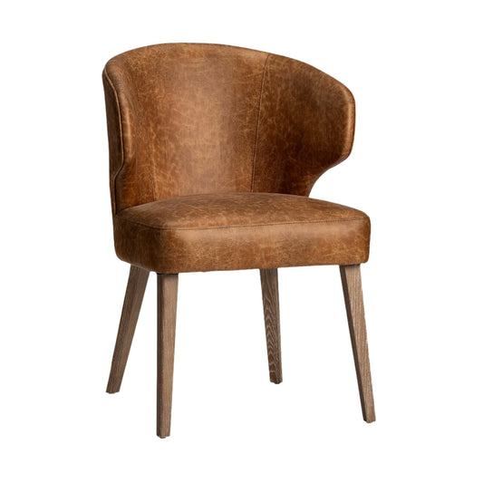Niles Brown Faux Leather Seat Wingback Dining Chair - Elite Maison