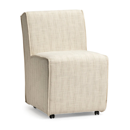 Damon Cream-Toned Fabric with Taupe Stripes Dining Chair- Set of 2 - Elite Maison