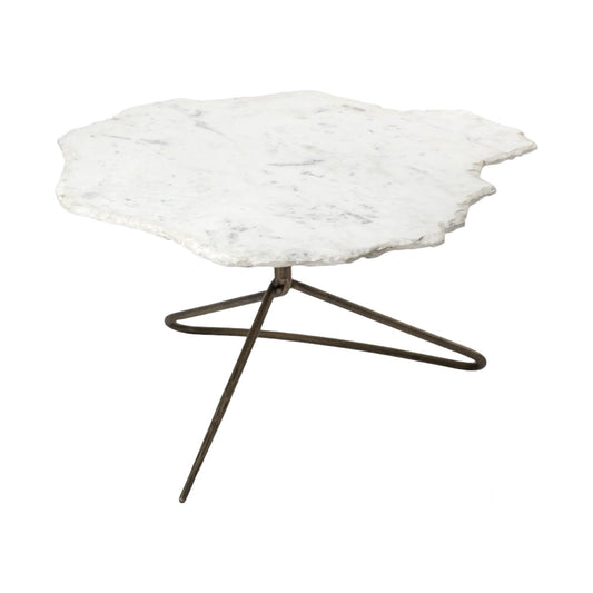 Pinera Irregular White Marble Top Gold Metal Base Coffee Table - Elite Maison