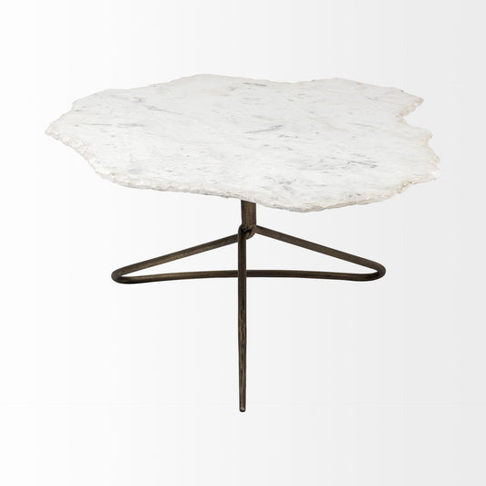 Pinera Irregular White Marble Top Gold Metal Base Coffee Table - Elite Maison