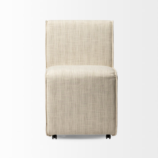 Damon Cream-Toned Fabric with Taupe Stripes Dining Chair- Set of 2 - Elite Maison