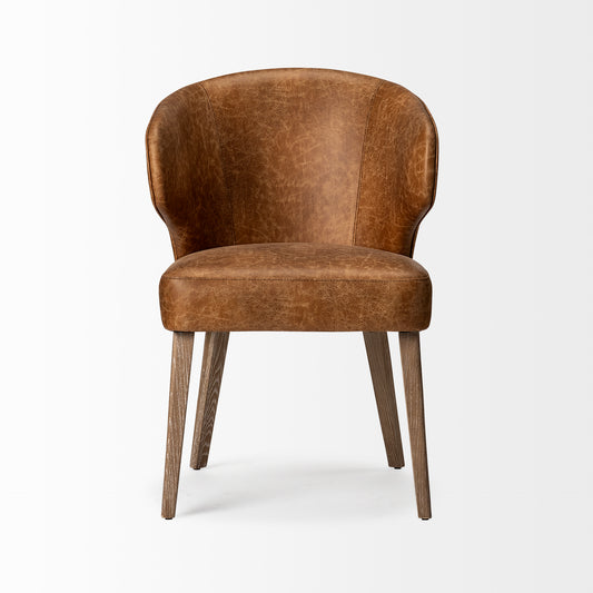 Niles Brown Faux Leather Seat Wingback Dining Chair - Elite Maison