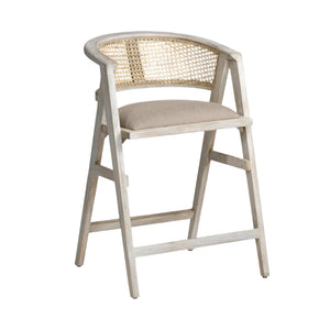 Tabitha Beige Fabric/Rattan Seat Counter Stool