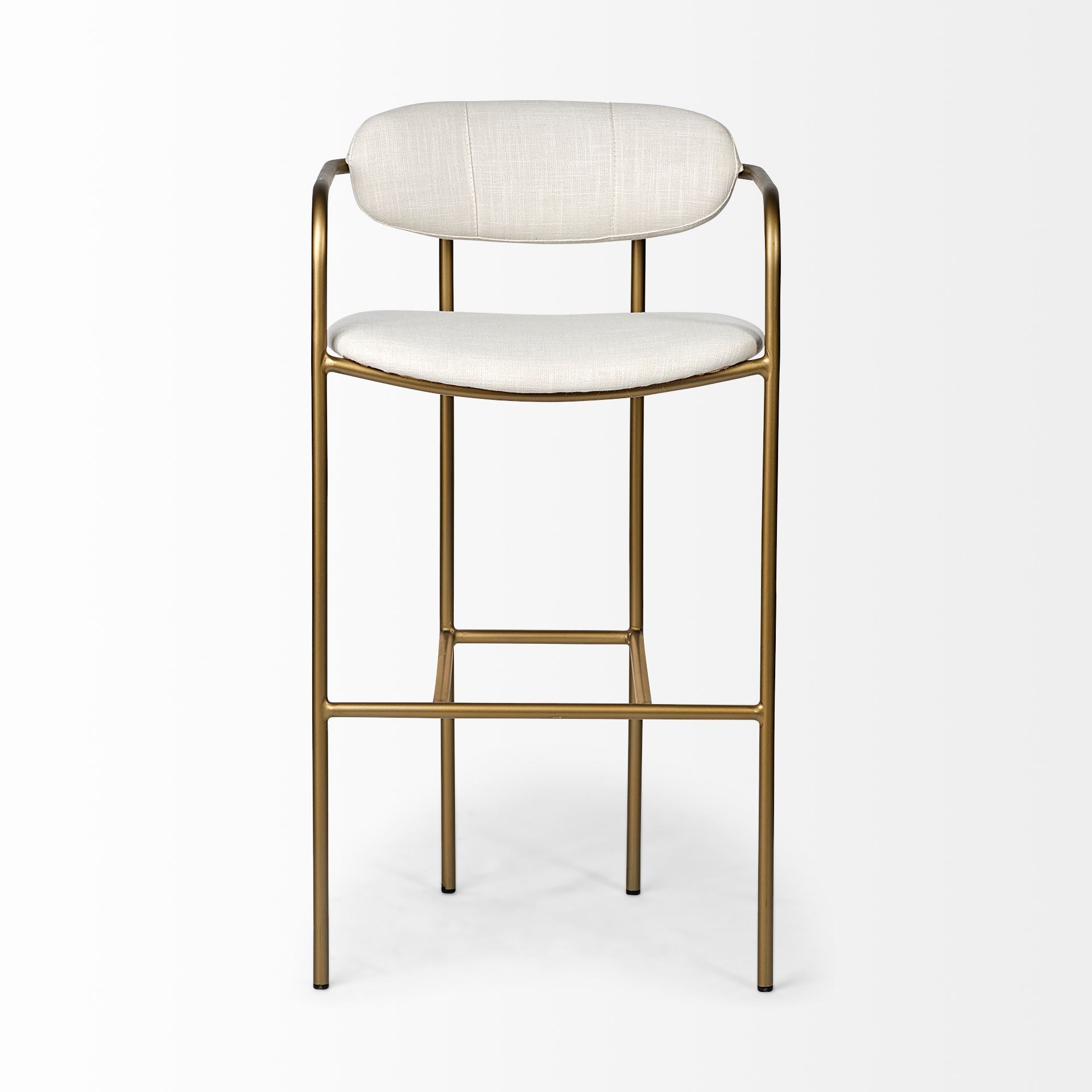 Parker III Cream Fabric Seat Bar Stool