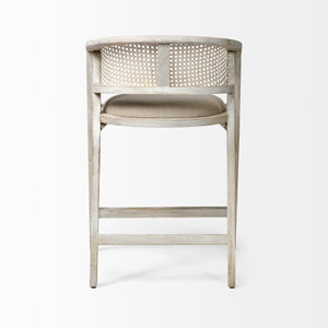 Tabitha Beige Fabric/Rattan Seat Counter Stool