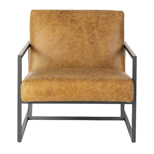Mercana Armelle leather accent chair with a sleek design and comfortable seating in a modern living room setting.