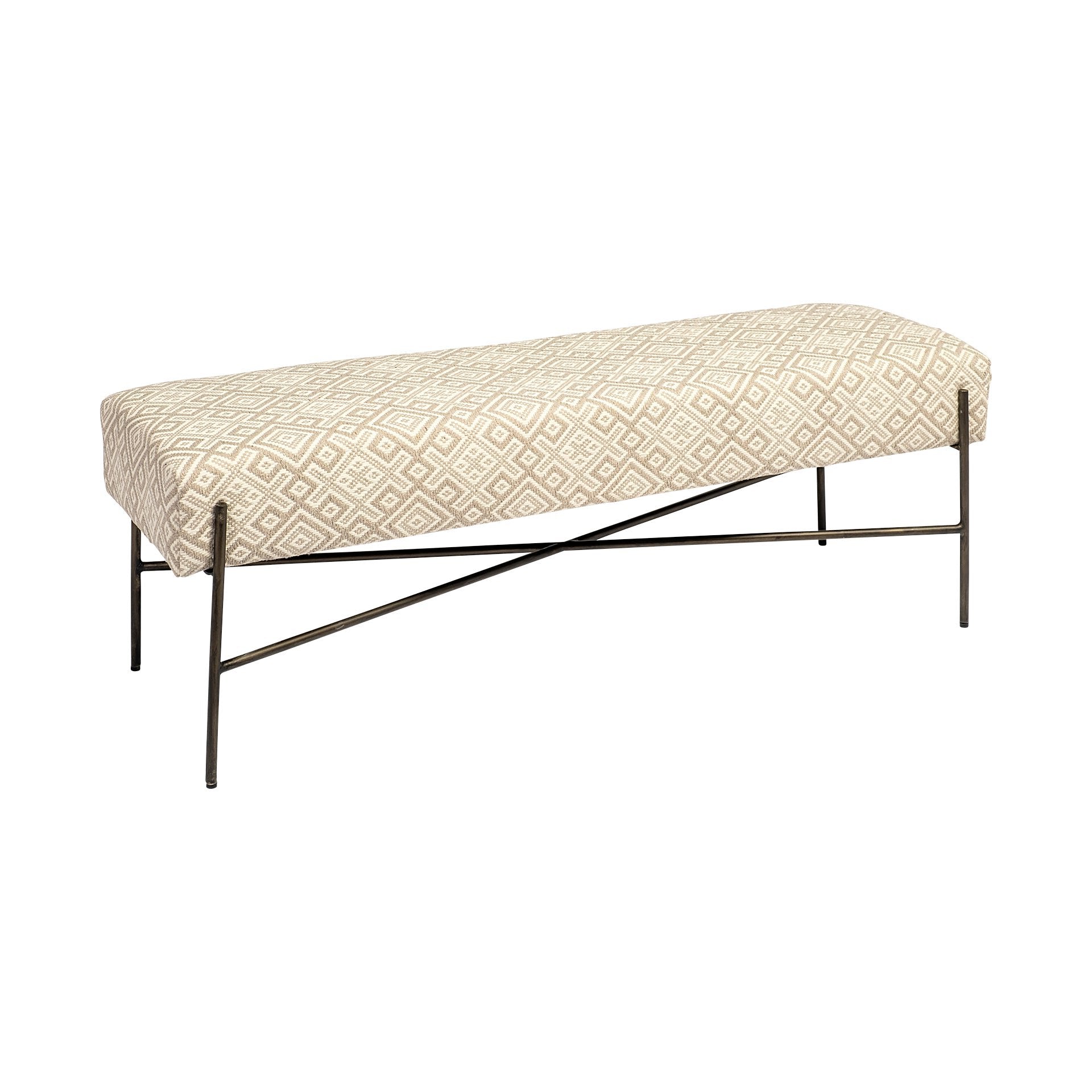 Avery II Off White Upholstered Accent Bench