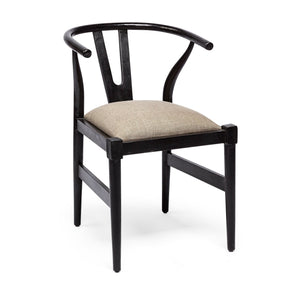 Trixie I Black Wooden Base Linen Seat Dining Chair