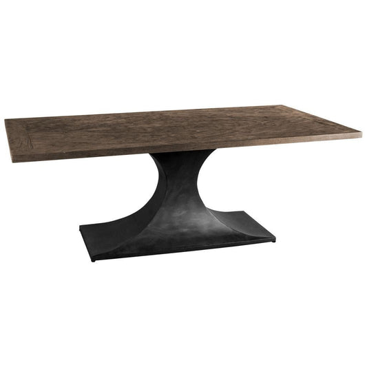 Maxton II Brown Solid Wood Top Black Metal Base Dining Table - Elite Maison