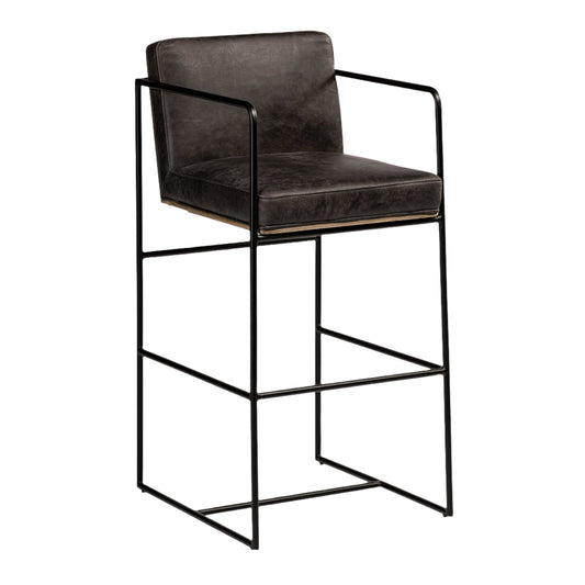 Stamford Black Leather Seat Bar Stool - Elite Maison