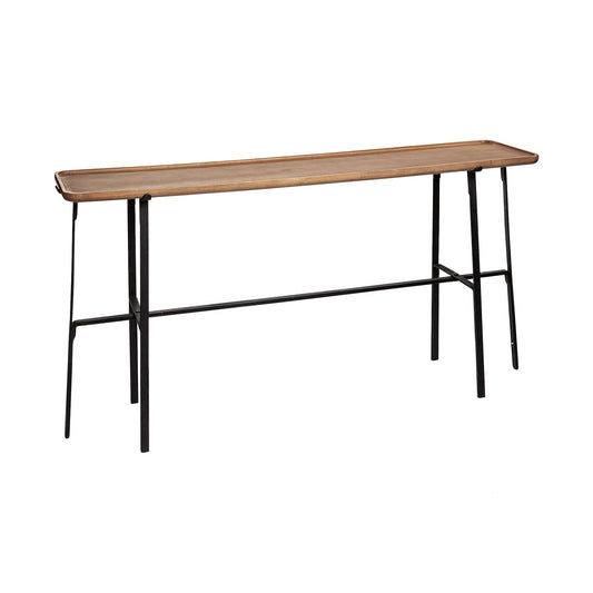Helios II Rectangular Brown Raised Edge Top Console Table - Elite Maison