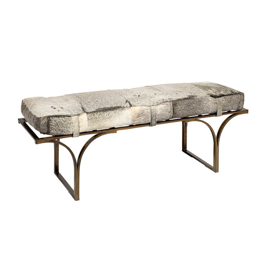 Jessie Hair-On-Hide Seat Accent Bench - Elite Maison