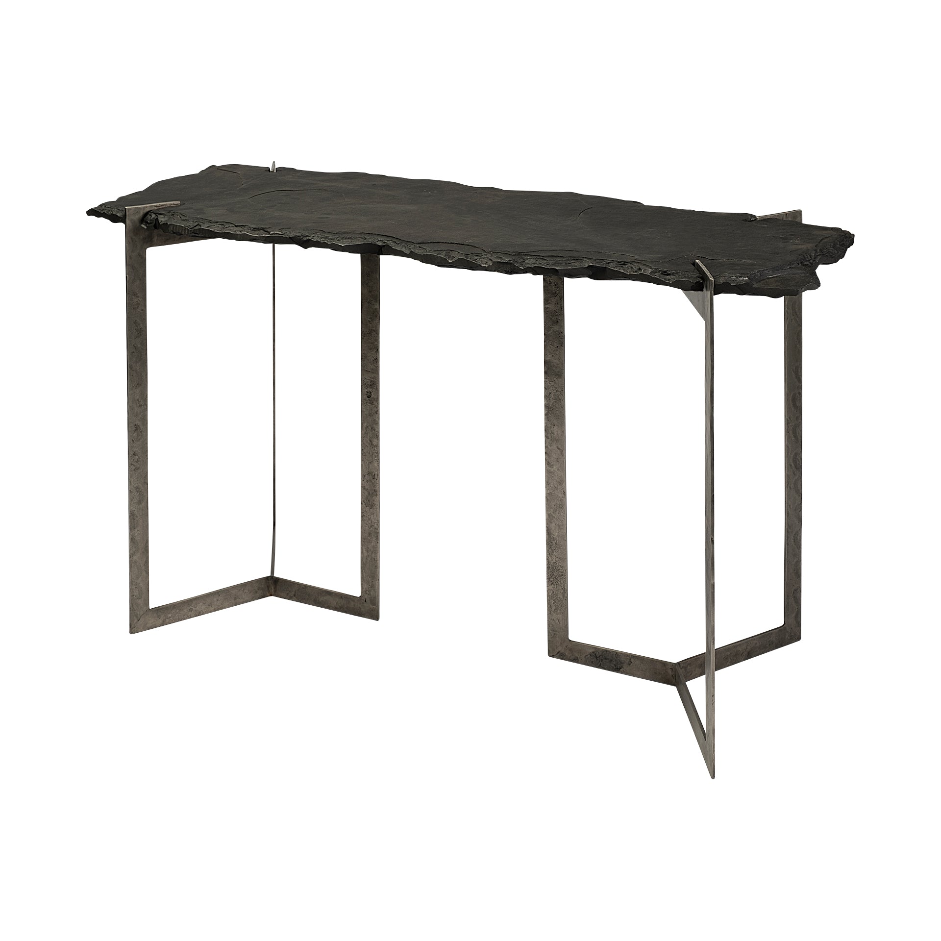 Shale III Black Live-Edge Slate and Iron Console Table