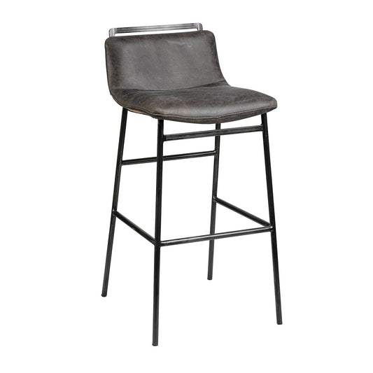 Kavalan II Ebony Leather Seat Bar Stool - Elite Maison