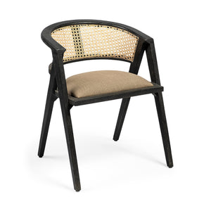 Tabitha I Black Wooden Frame Linen Wrap Seat Dining Chair