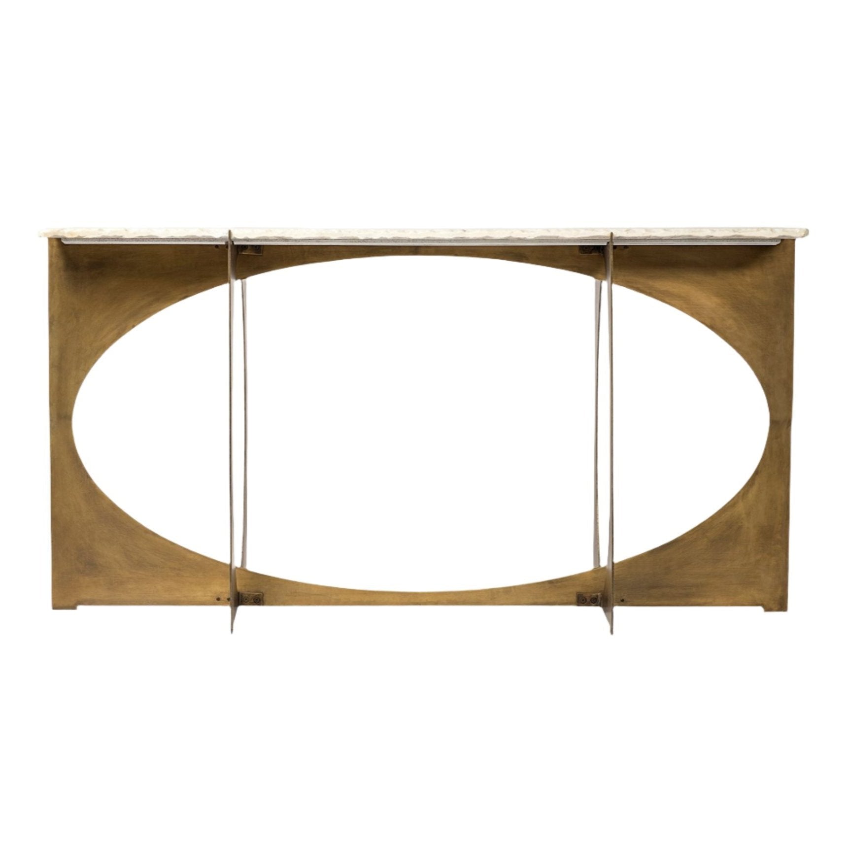 Reinhold IV White Marble Top Gold Metal Base Console Table