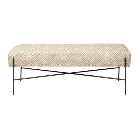 Avery II Off White Upholstered Accent Bench - Elite Maison