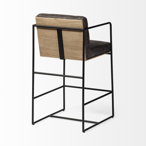 Stamford  Black Leather Seat Counter Stool