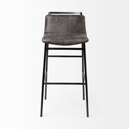 Kavalan II Ebony Leather Seat Bar Stool - Elite Maison