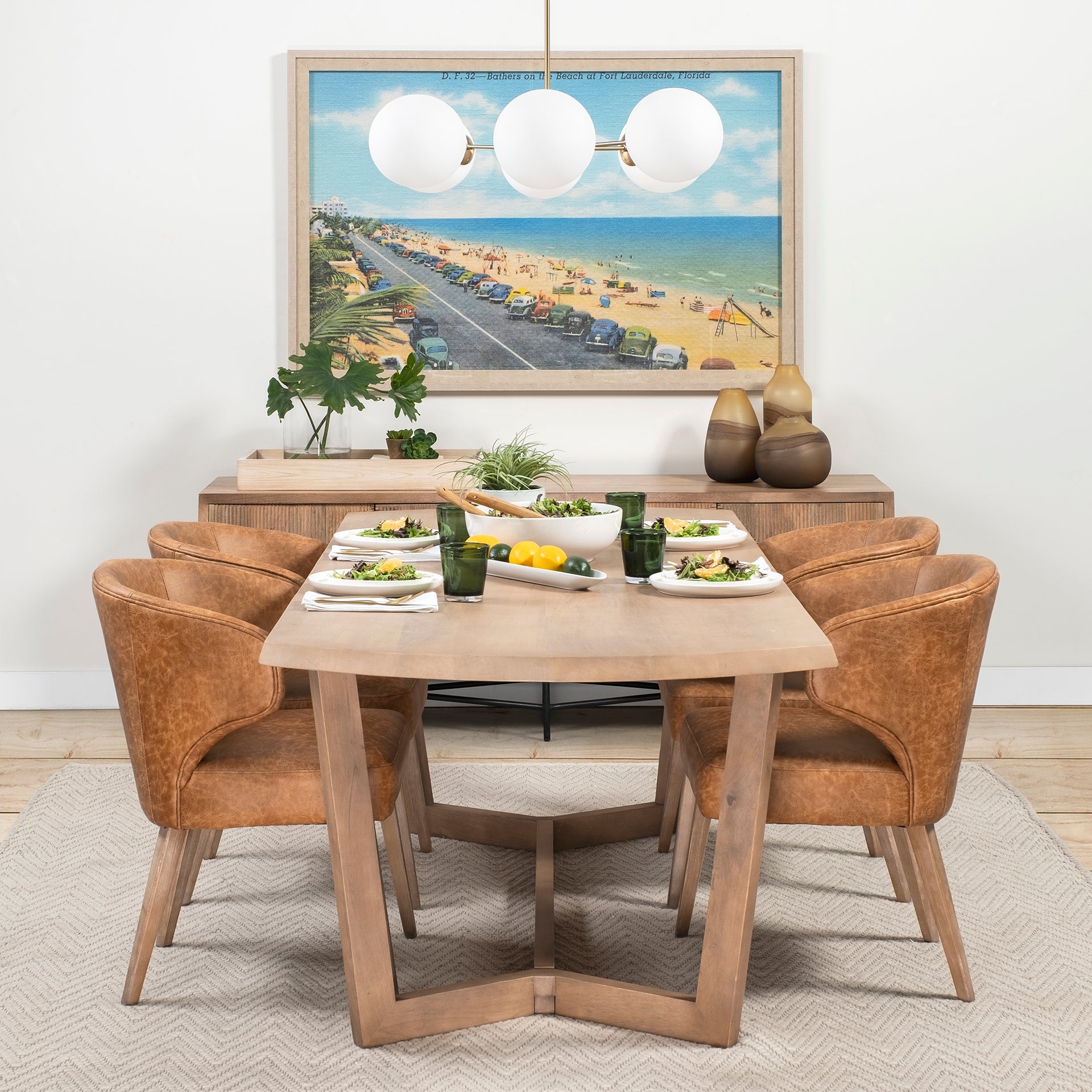 Denver Brown Solid Wood Top & Base Dining Table