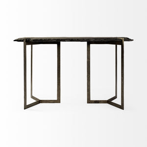 Shale III Black Live-Edge Slate and Iron Console Table