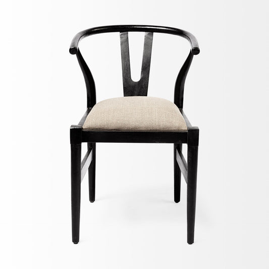 Trixie I Black Wooden Base Linen Seat Dining Chair - Elite Maison