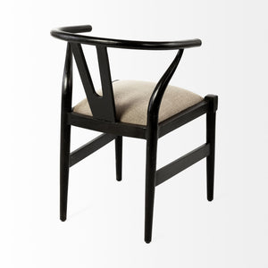 Trixie I Black Wooden Base Linen Seat Dining Chair