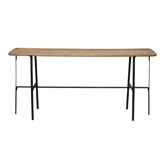 Helios II Rectangular Brown Raised Edge Top Console Table - Elite Maison