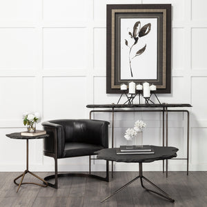 Pinera III Black Slate W/Iron Base Console Table