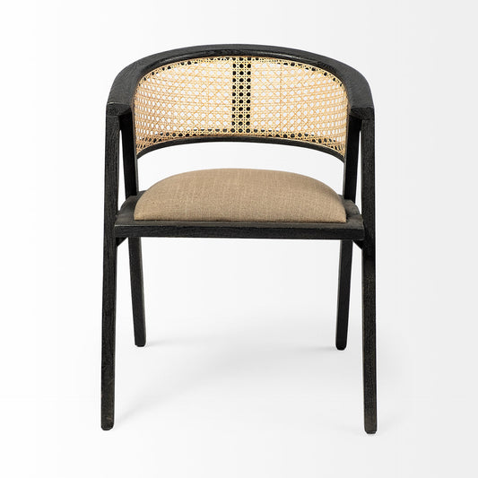 Tabitha I Black Wooden Frame Linen Wrap Seat Dining Chair - Elite Maison