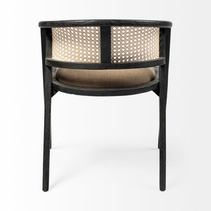 Tabitha I Black Wooden Frame Linen Wrap Seat Dining Chair