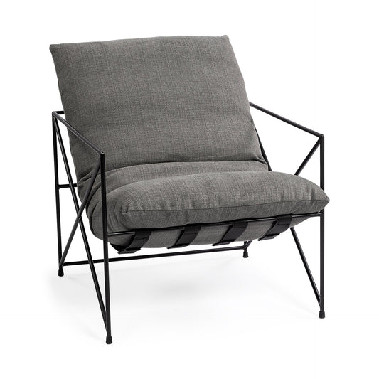 Leonidas Grey Fabric Wrap Accent Chair