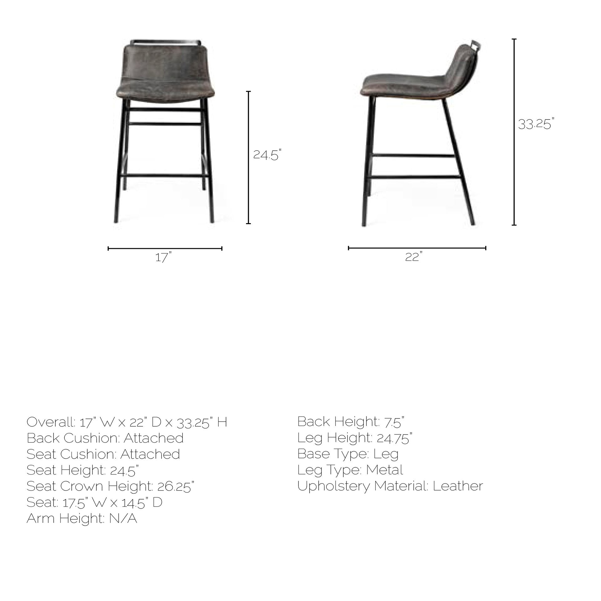 Kavalan I Leather Seat Counter Stool