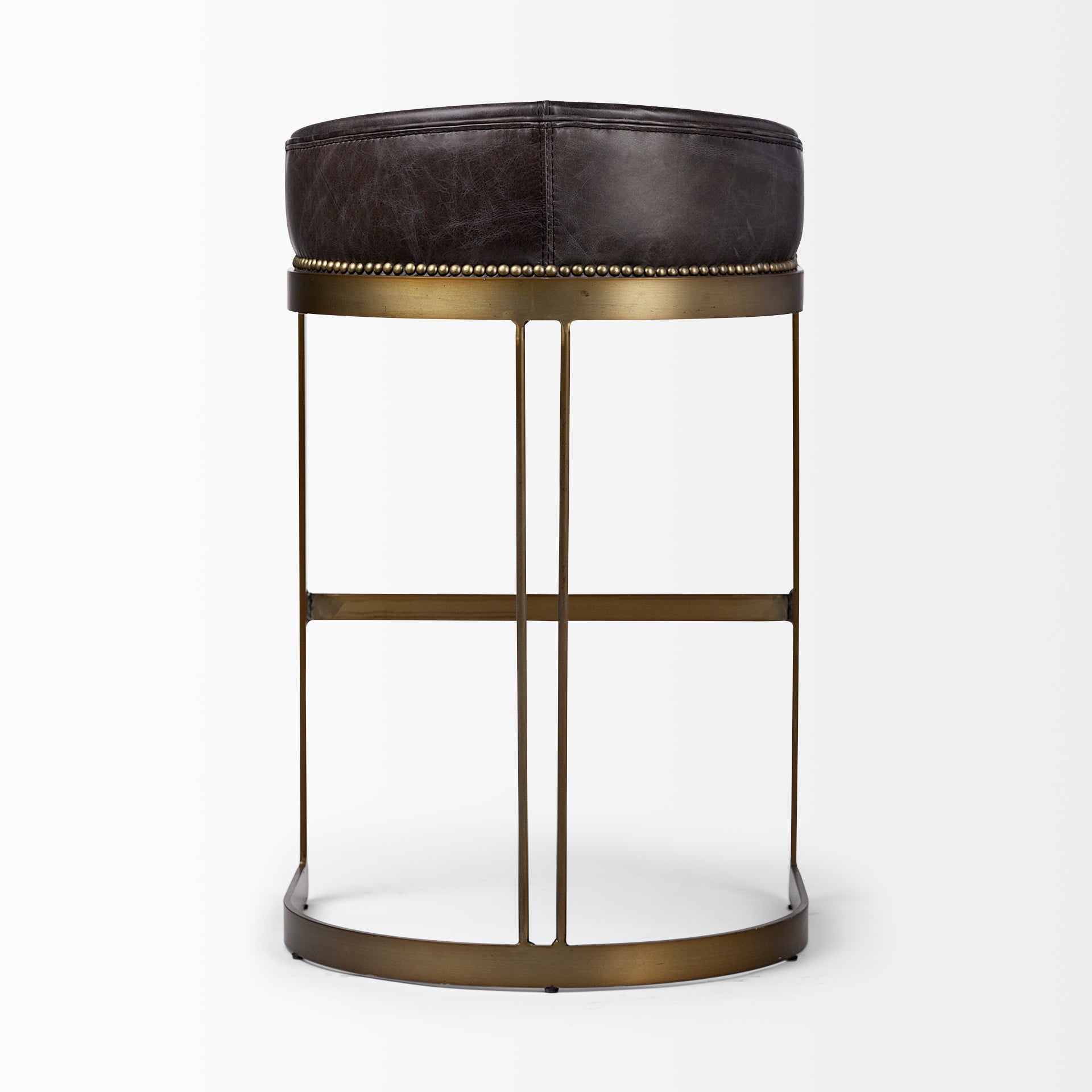 Hollyfield Black Leather Seat Bar Stool