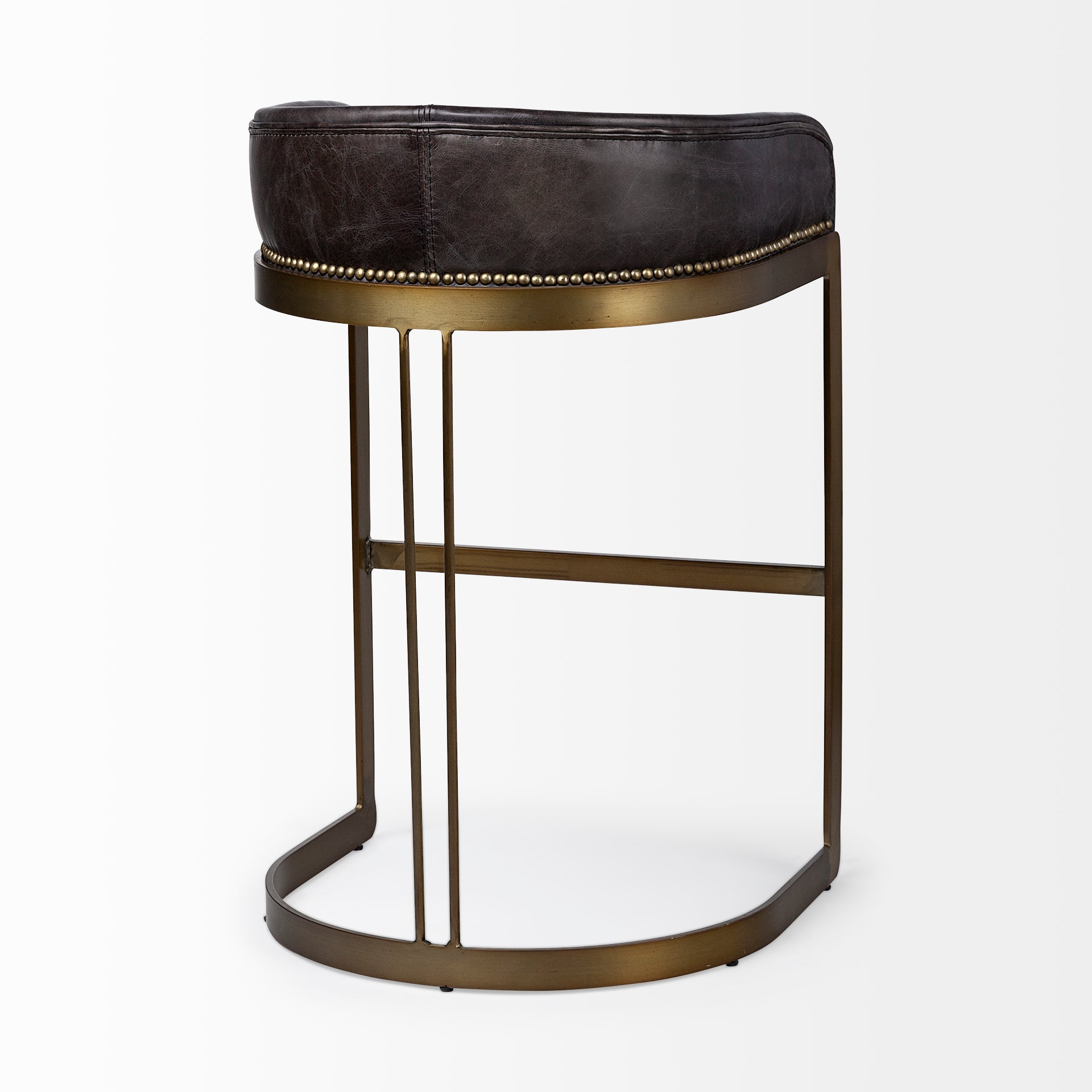 Hollyfield Black Leather Seat Bar Stool