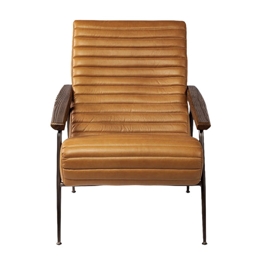 Grosjean Leather Wrap Metal Frame Accent Chair