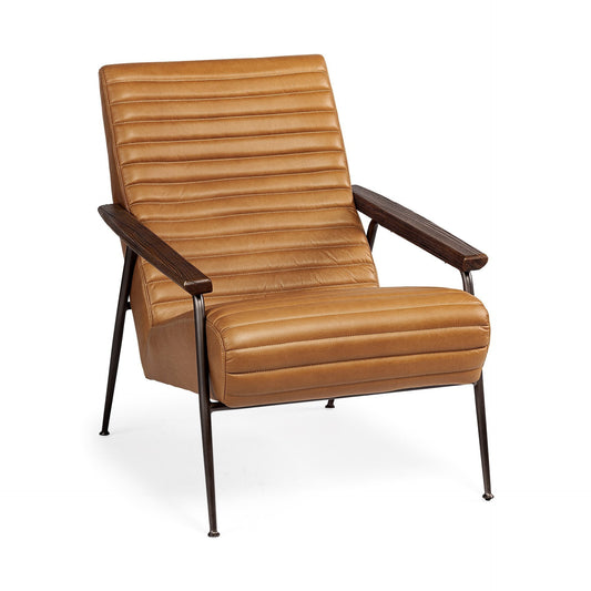 Grosjean Leather Wrap Metal Frame Accent Chair - Elite Maison