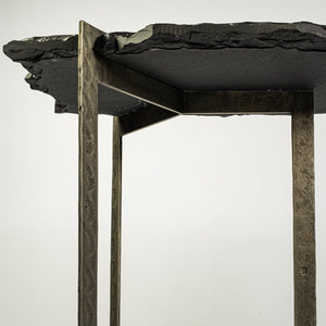 Shale III Black Live-Edge Slate and Iron Console Table