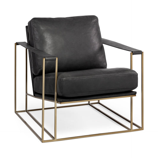 Watson Black Leather Wrap Accent Chair - Elite Maison