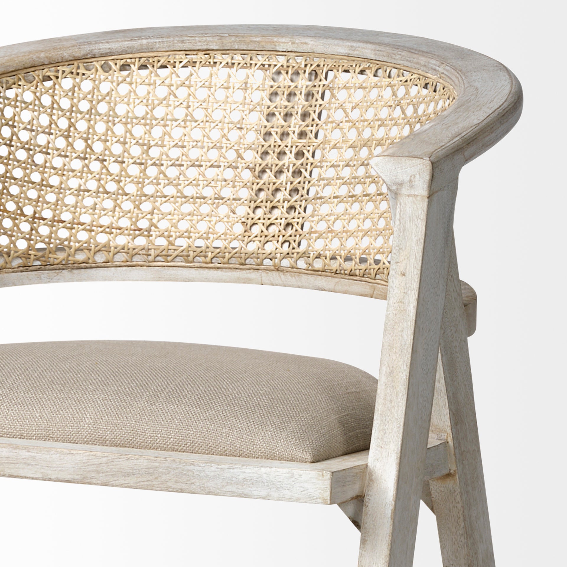 Tabitha Beige Fabric/Rattan Seat Counter Stool