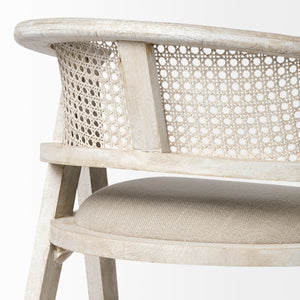 Tabitha Beige Fabric/Rattan Seat Counter Stool