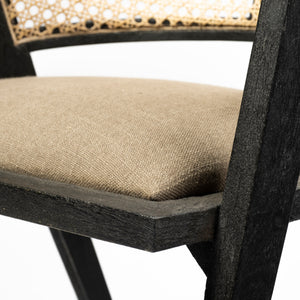 Tabitha I Black Wooden Frame Linen Wrap Seat Dining Chair